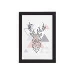 Quadro Minimalista Cabeça de Alce Moldura Preta 22x32cm
