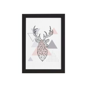 Quadro Minimalista Cabeça de Alce Moldura Preta 