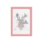 Quadro Minimalista Cabeça de Alce Moldura Rosa 22x32cm