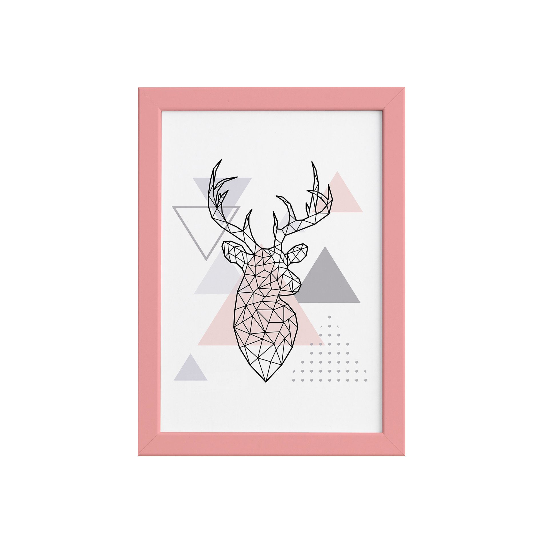 Quadro Minimalista Cabeça de Alce Moldura Rosa 