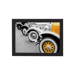 Quadro Carro Antigo Amarelo Foto Moldura Preta
