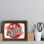 Quadro Vintage Café Best Coffee 22x32cm Moldura Marrom
