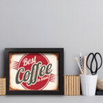 Quadro Vintage Café Best Coffee 22x32cm Moldura Preta