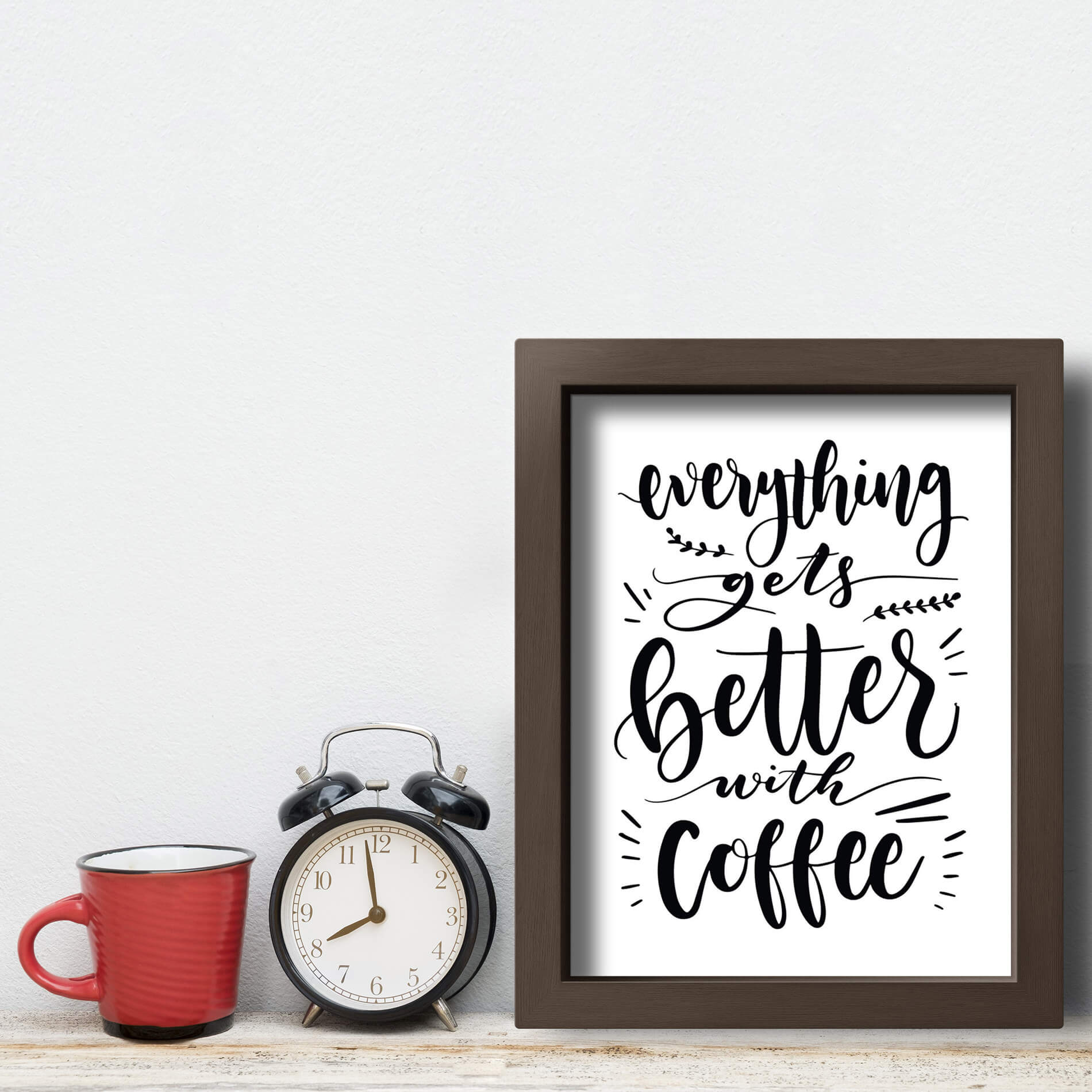 Quadro Frase Café Better With Coffee