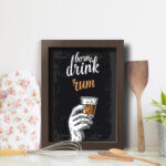 Quadro Cozinha e Bar Frase Rum 22x32cm Moldura Marrom