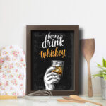 Quadro Cozinha e Bar Frase Whiskey 22x32cm Moldura Marrom
