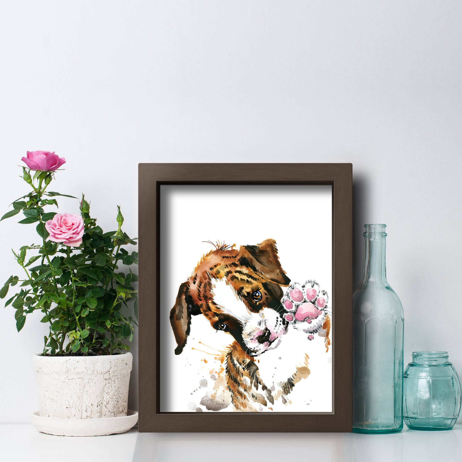 Quadro Sala Cachorro Aquarela