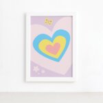 Quadro Infantil Coração 22x32 Moldura Branca