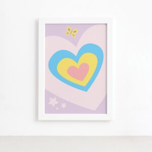 Quadro Infantil Coração 22x32 Moldura Branca