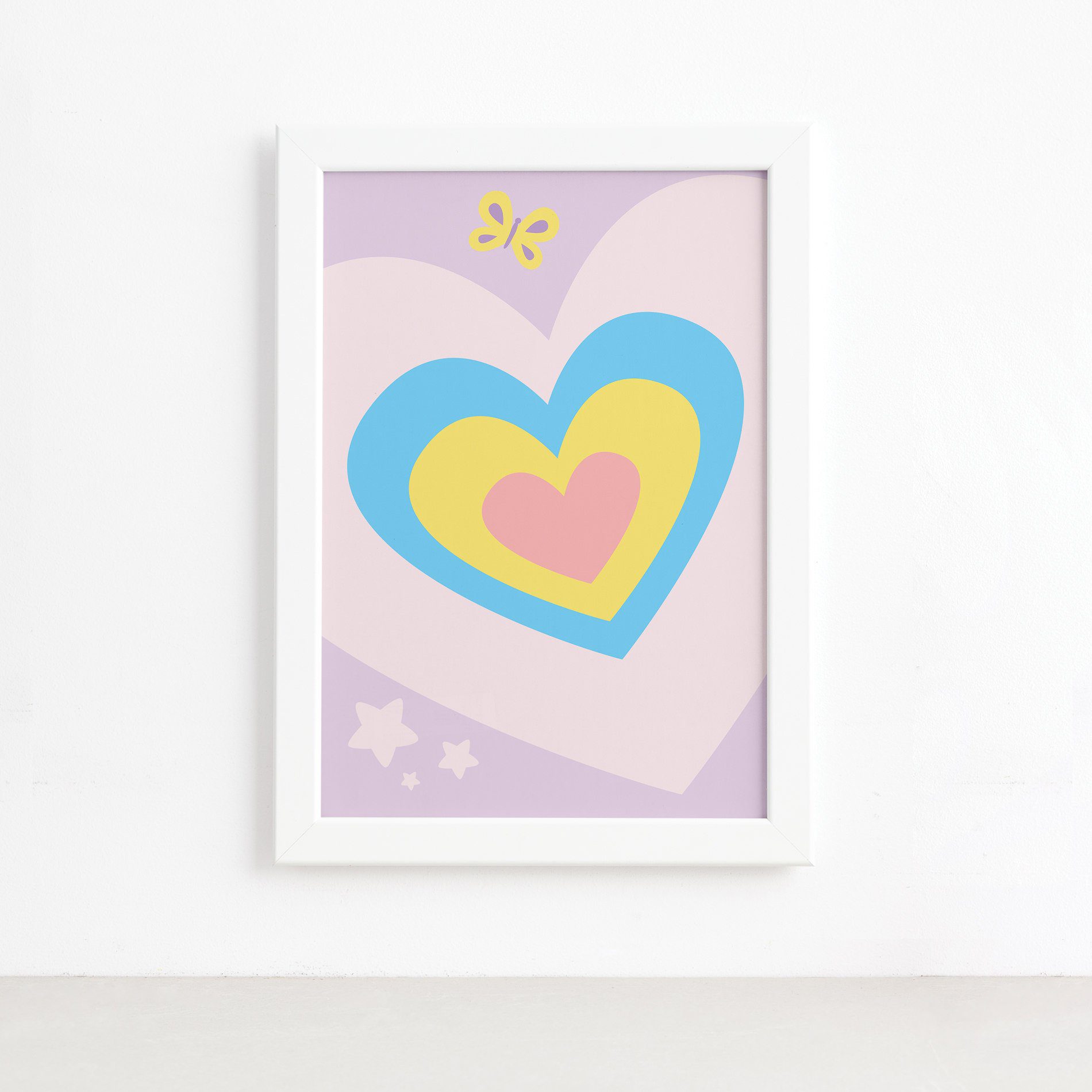 Quadro Infantil Coração 22x32 Moldura Branca