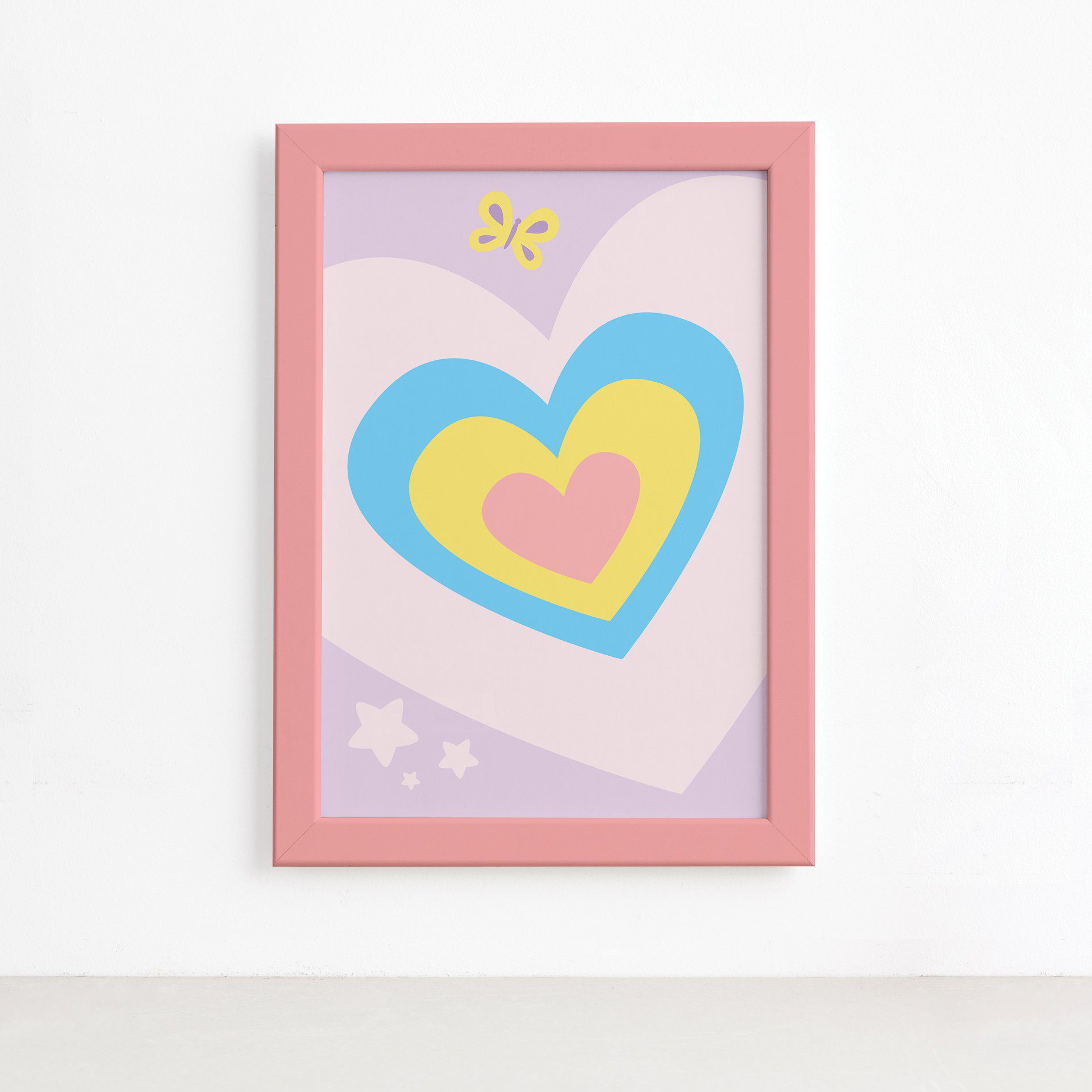 Quadro Infantil Coração 22x32 Moldura Rosa