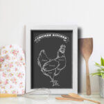 Quadro Cozinha Churrasco Cortes Frango 22x32cm Moldura Branca