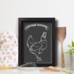 Quadro Cozinha Churrasco Cortes Frango 22x32cm Moldura Preta