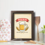 Quadro Cozinha Cerveja Drink Cold 22x32cm Moldura Marrom