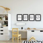 Quadros com Frases Positivas Quarto de Casal Kit 4un Moldura Preta