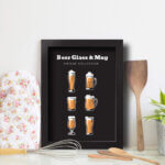 Quadro Cozinha Cerveja Glass & Mug 22x32cm Moldura Preta
