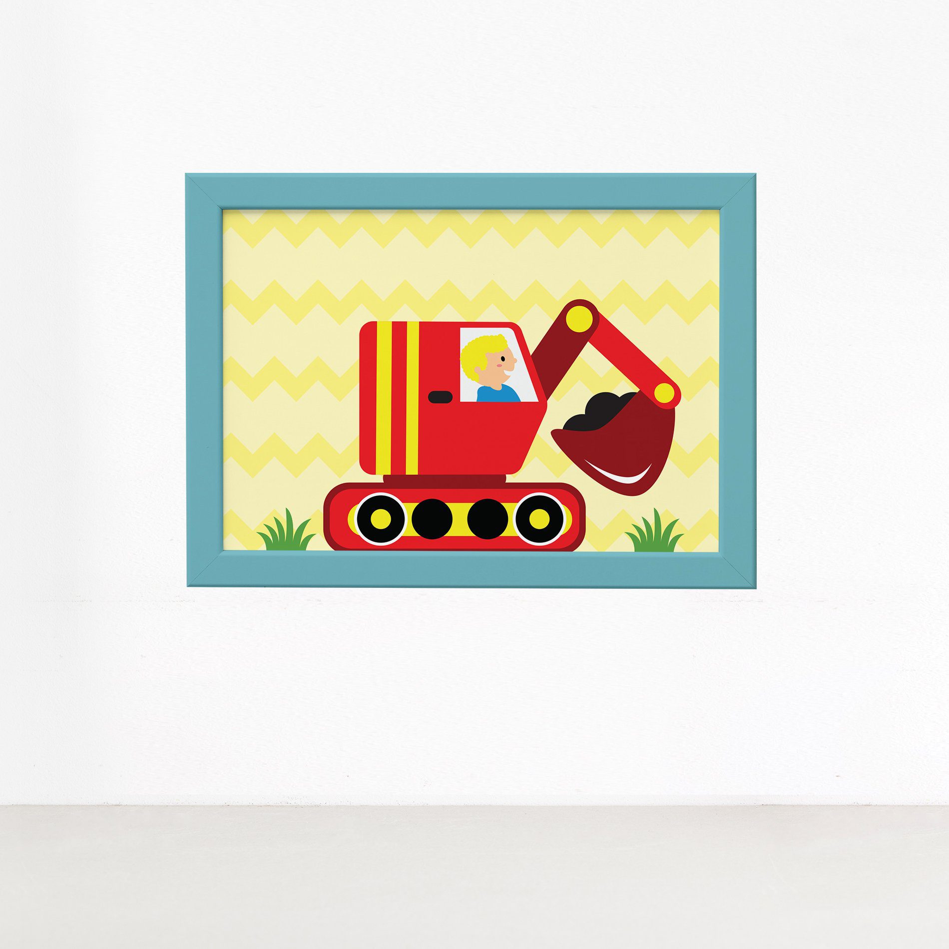 Quadros Carros na Cidade 22x32cm Moldura Azul 4un