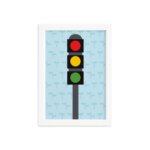 Quadro Decorativo Infantil Semáforo 33x43 Moldura Branca