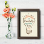 Quadro Decorativo Frase Criatividade 22x32cm Moldura Marrom