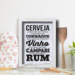 Quadro Cozinha Frase Cerveja Bebidas 22x32cm Moldura Branca
