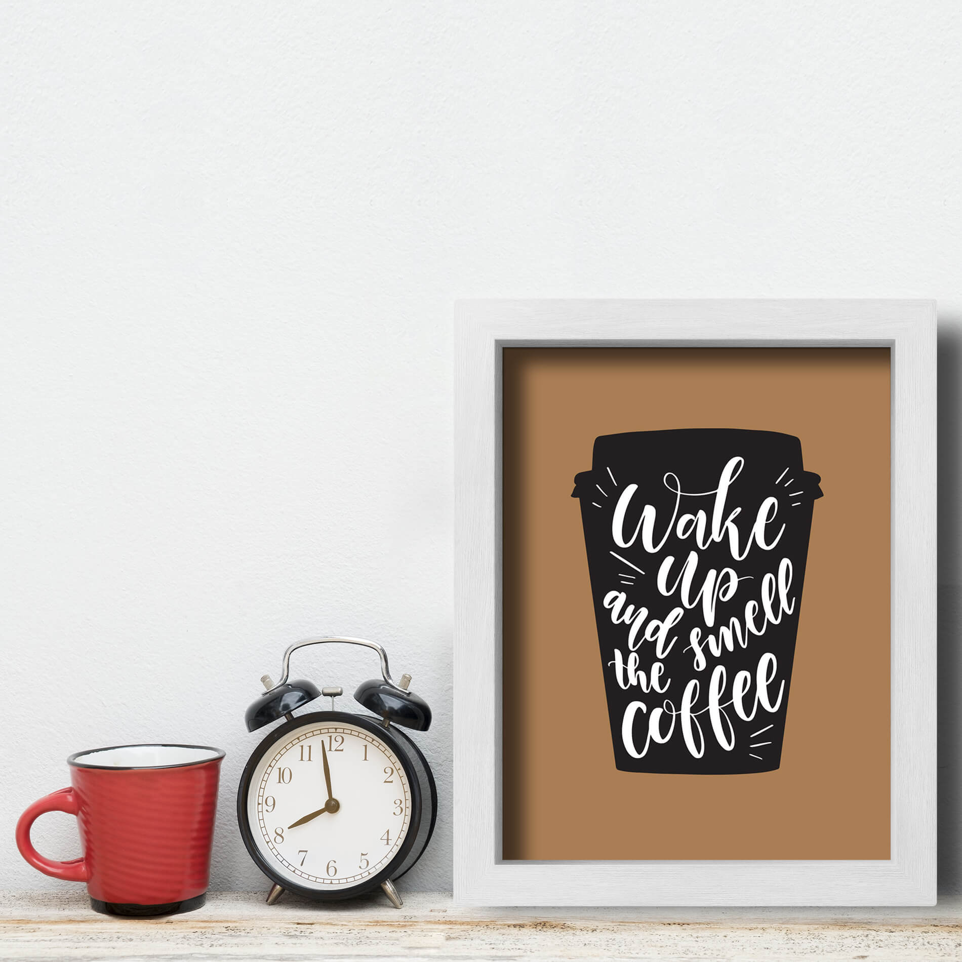 Quadro Cozinha Café Frase Wake Up Coffee