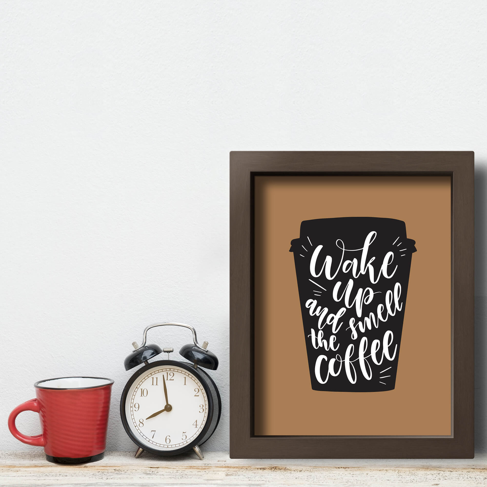 Quadro Cozinha Café Frase Wake Up Coffee