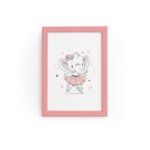 Quadro Elefante Bailarina e Estrelas Moldura Rosa 22x32cm