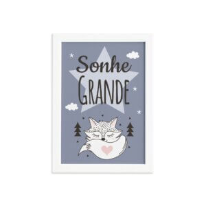 Quadro Frase Infantil Raposinha Moldura Branca 22x32cm