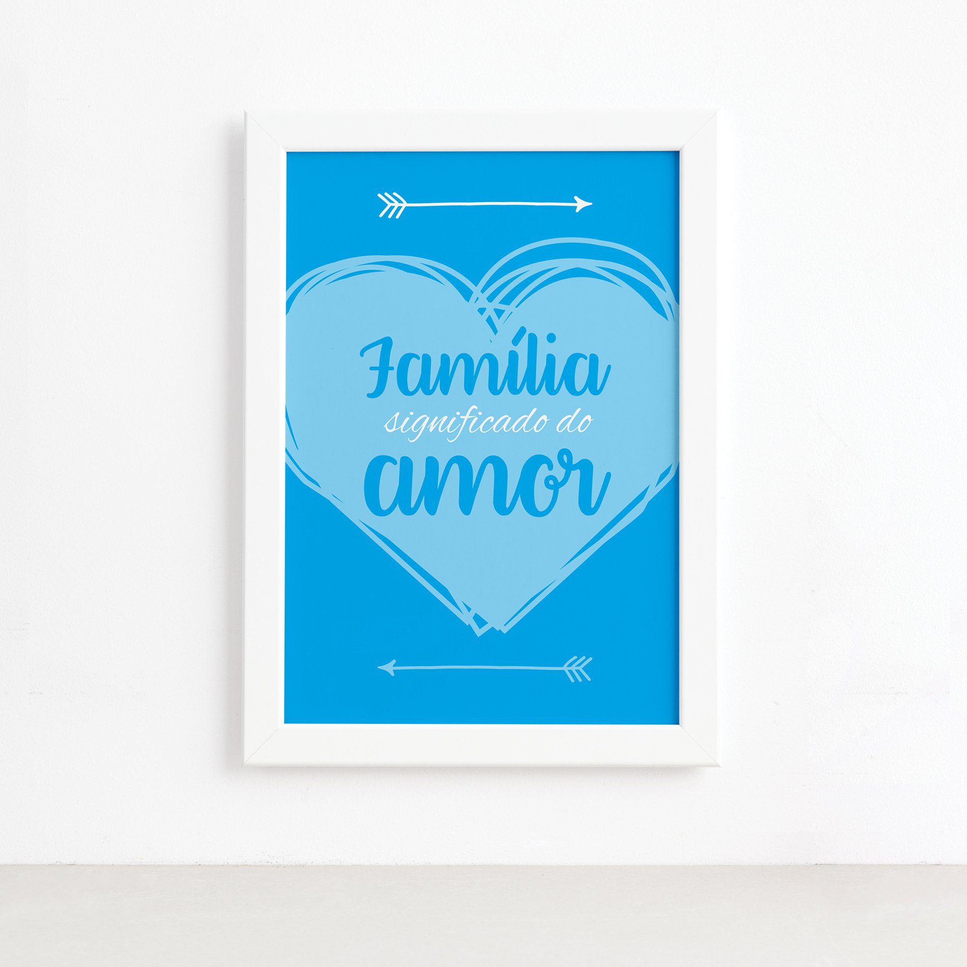 Quadro Decorativo Frase Família Amor 22x32cm Moldura Branca