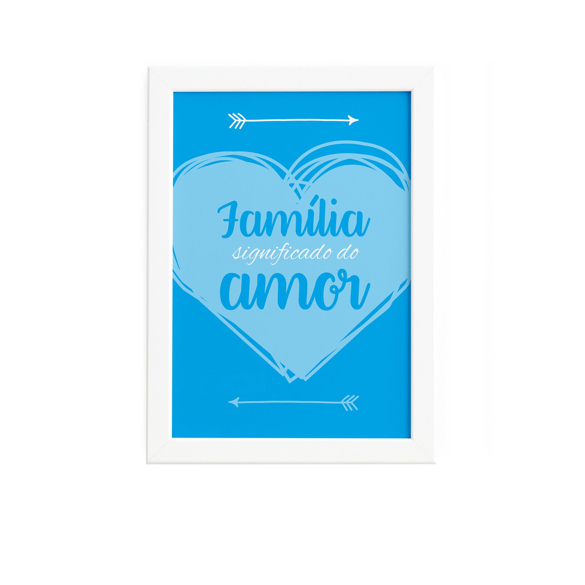 Quadro Decorativo Frase Família Amor 22x32cm Moldura Branca