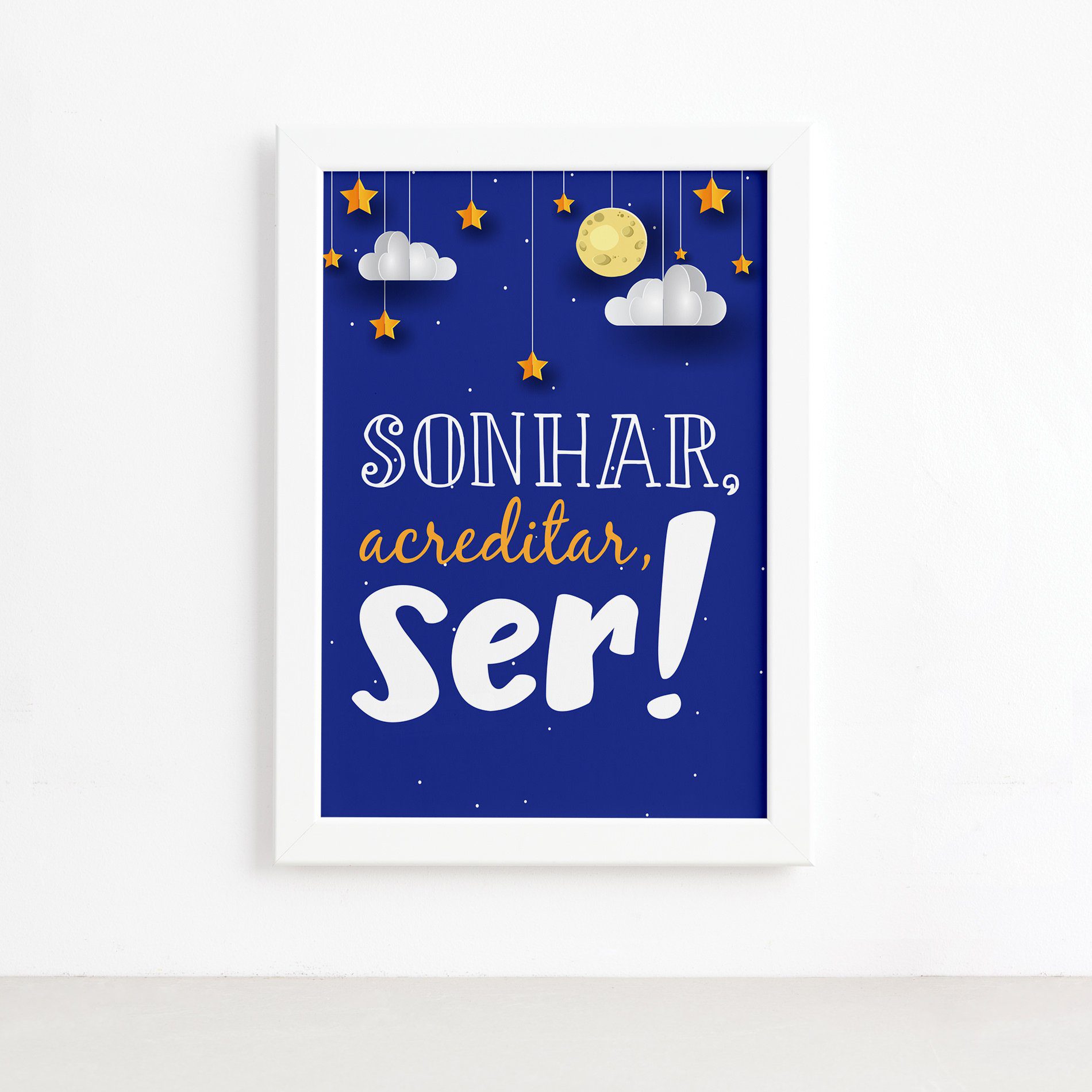 Quadros para Quarto Frases Infantis 22x32cm Moldura Branca 4un