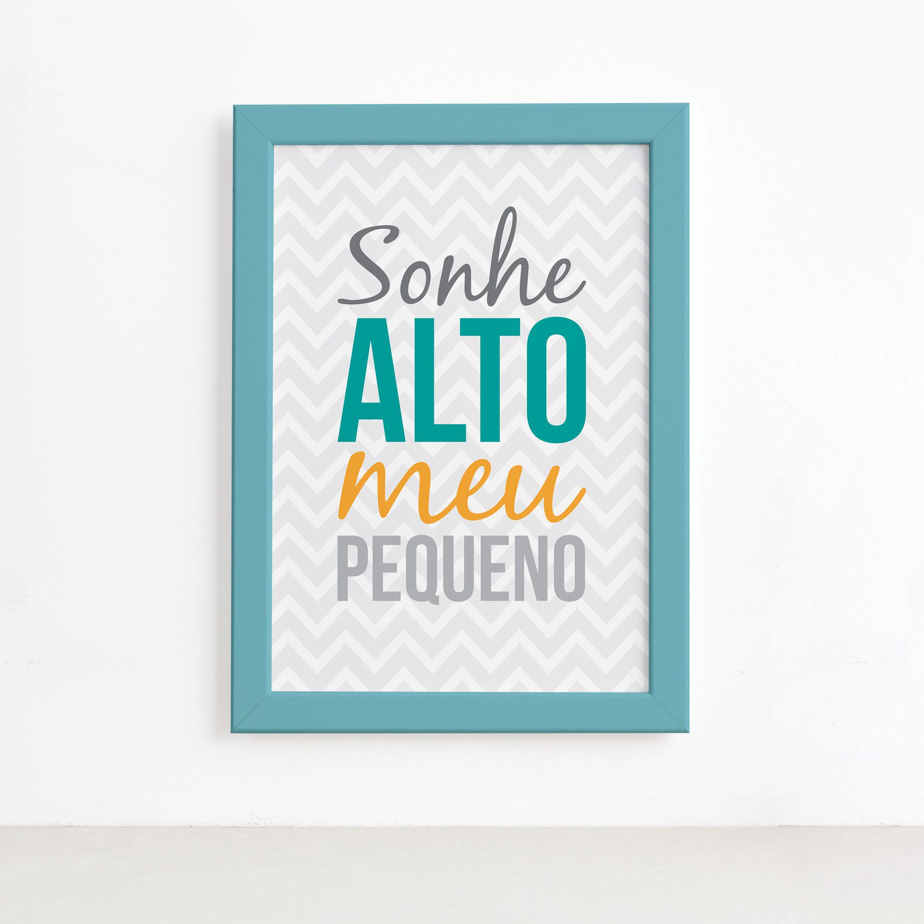 Quadros para Quarto Frases Infantis 22x32cm Moldura Azul 4un