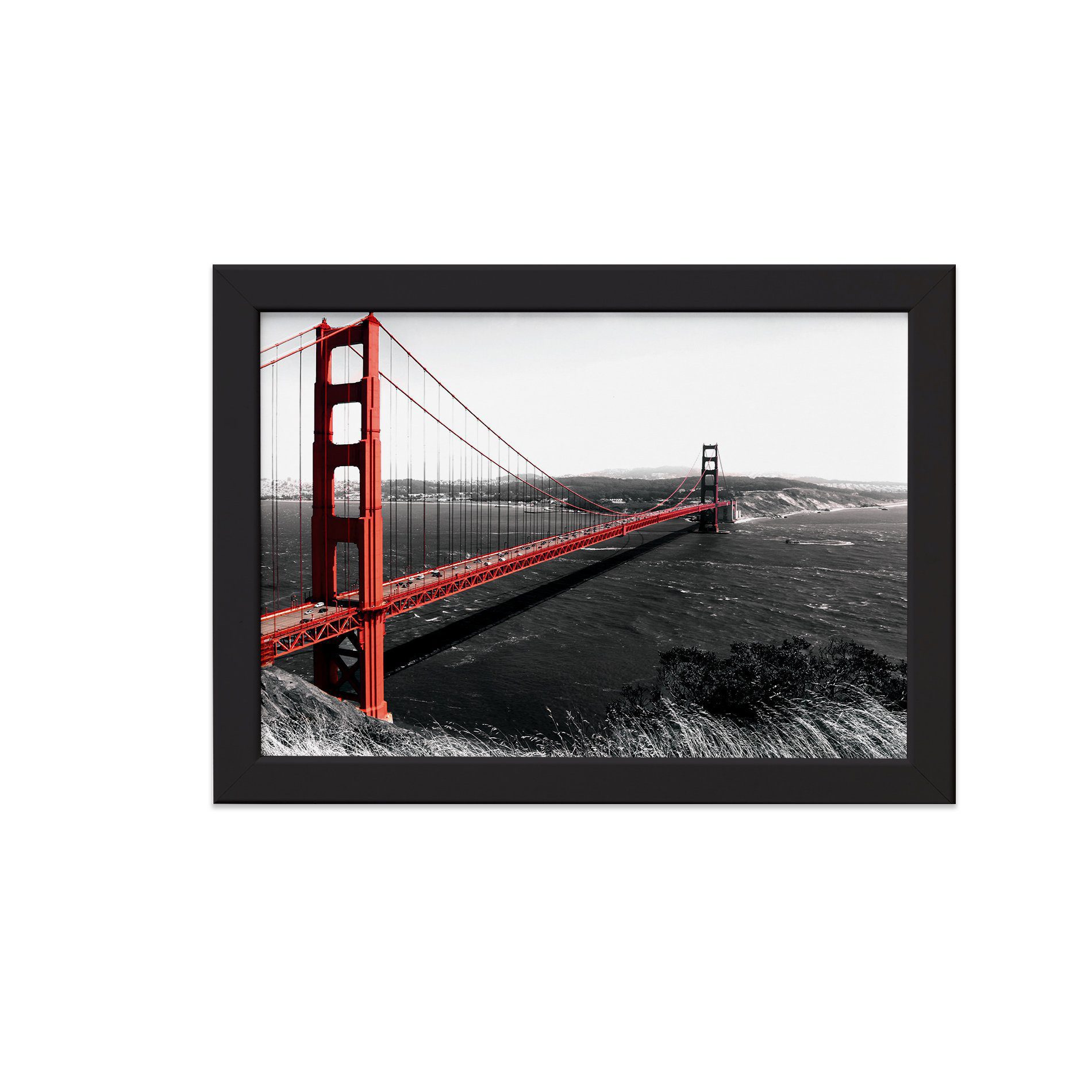 Quadro Golden Gate São Francisco Foto Moldura Preta 