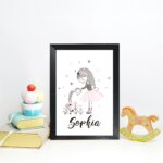 Quadro Infantil Nome Personalizado Flor 22x32cm Moldura Preta