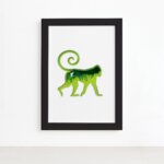 Quadro Animais Macaco Moldura Preta 22x32cm