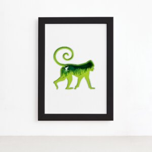Quadro Animais Macaco Moldura Preta 22x32cm,Quadro Animais Macaco Moldura Preta 22x32cm