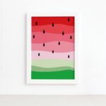 Quadro Decorativo MDF Melancia Colorida Moldura Branca 22x32cm