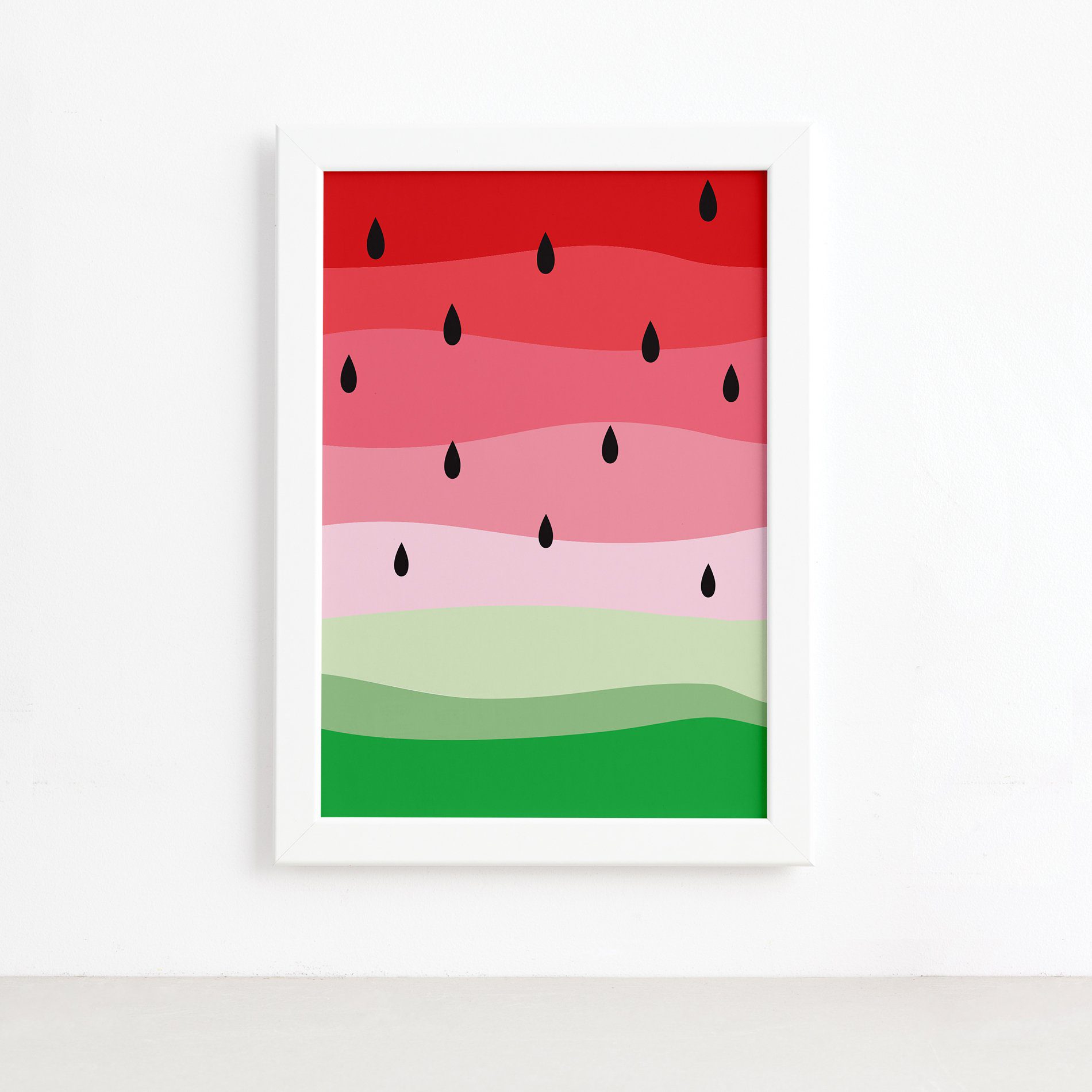 Quadro Decorativo MDF Melancia Colorida Moldura Branca 22x32cm