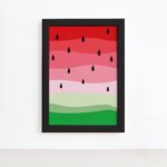 Quadro Decorativo MDF Melancia Colorida Moldura Preta 22x32cm