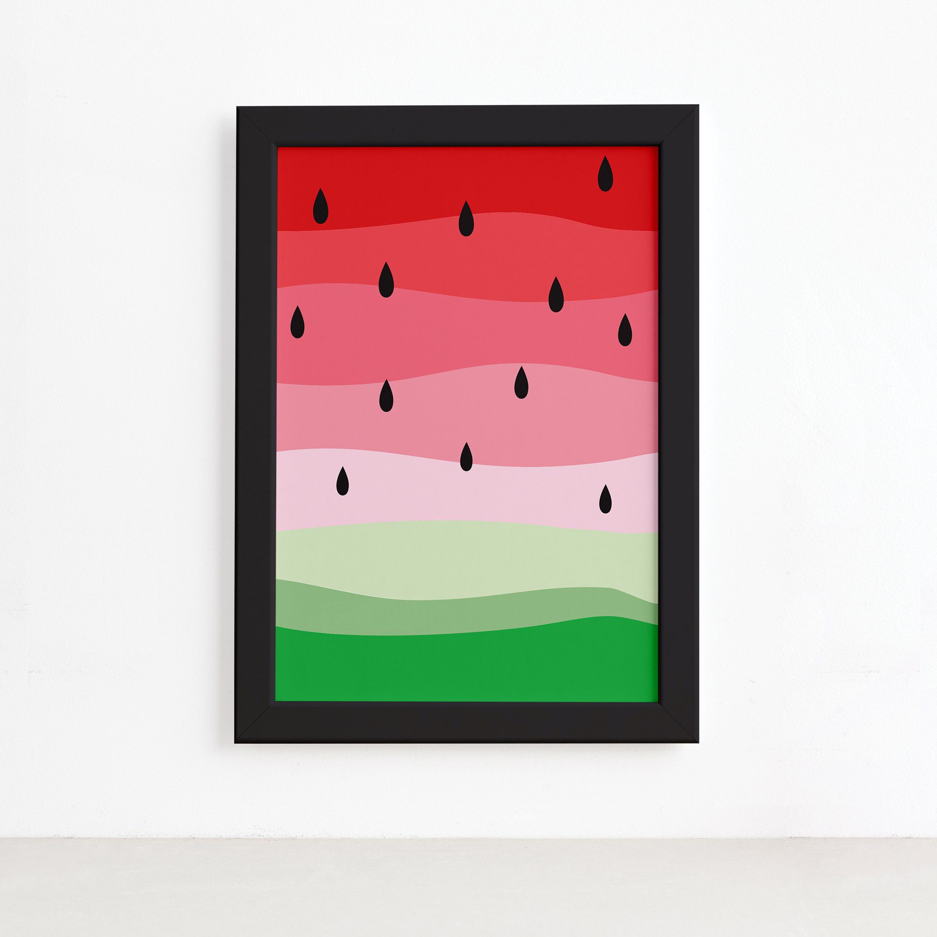 Quadro Decorativo MDF Melancia Colorida Moldura Preta 22x32cm