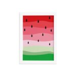 Quadro Decorativo MDF Melancia Colorida Moldura Branca 33x43cm