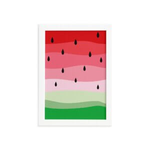 Quadro Decorativo MDF Melancia Colorida Moldura Branca 33x43cm