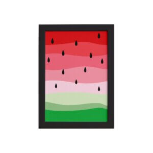 Quadro Decorativo MDF Melancia Colorida Moldura Preta 33x43cm