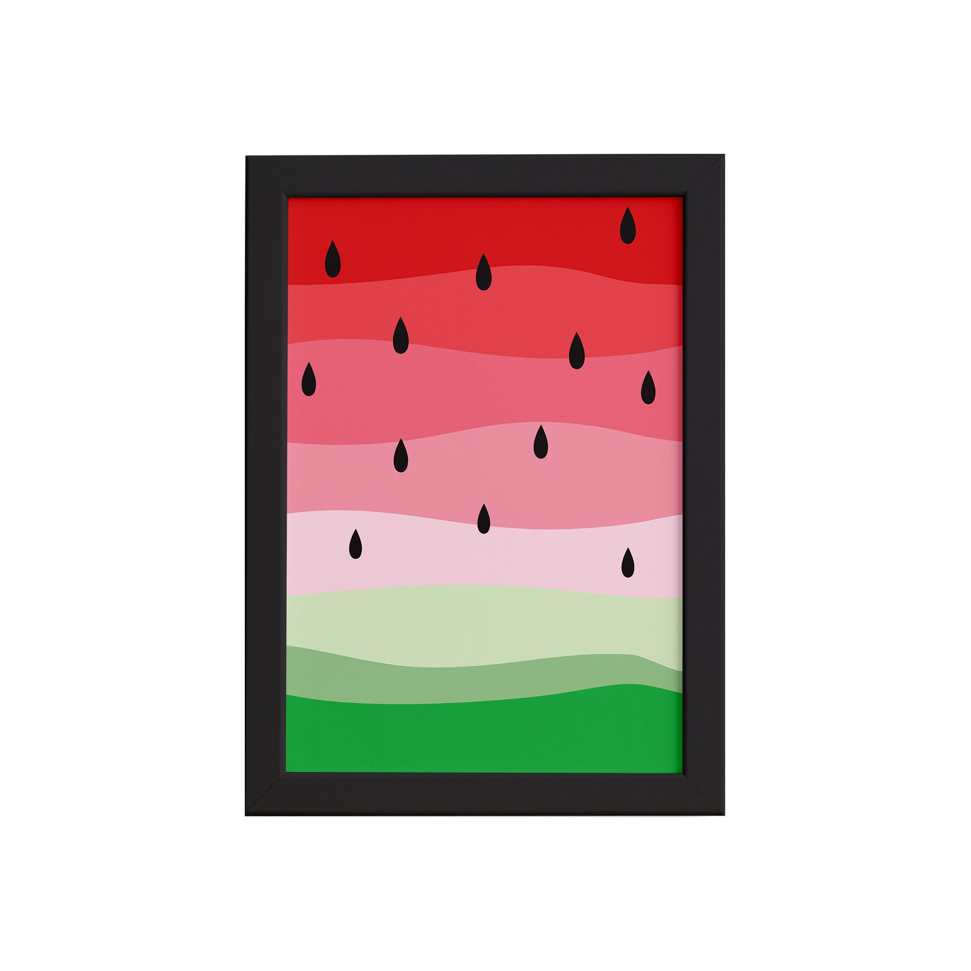 Quadro Decorativo MDF Melancia Colorida Moldura Preta 33x43cm