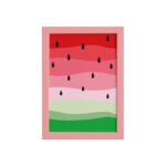 Quadro Decorativo MDF Melancia Colorida Moldura Rosa 22x32cm
