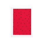 Quadro Decorativo MDF Sementes Melancia Moldura Branca 33x43cm