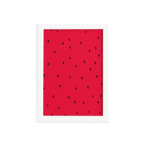 Quadro Decorativo MDF Sementes Melancia Moldura Branca 33x43cm