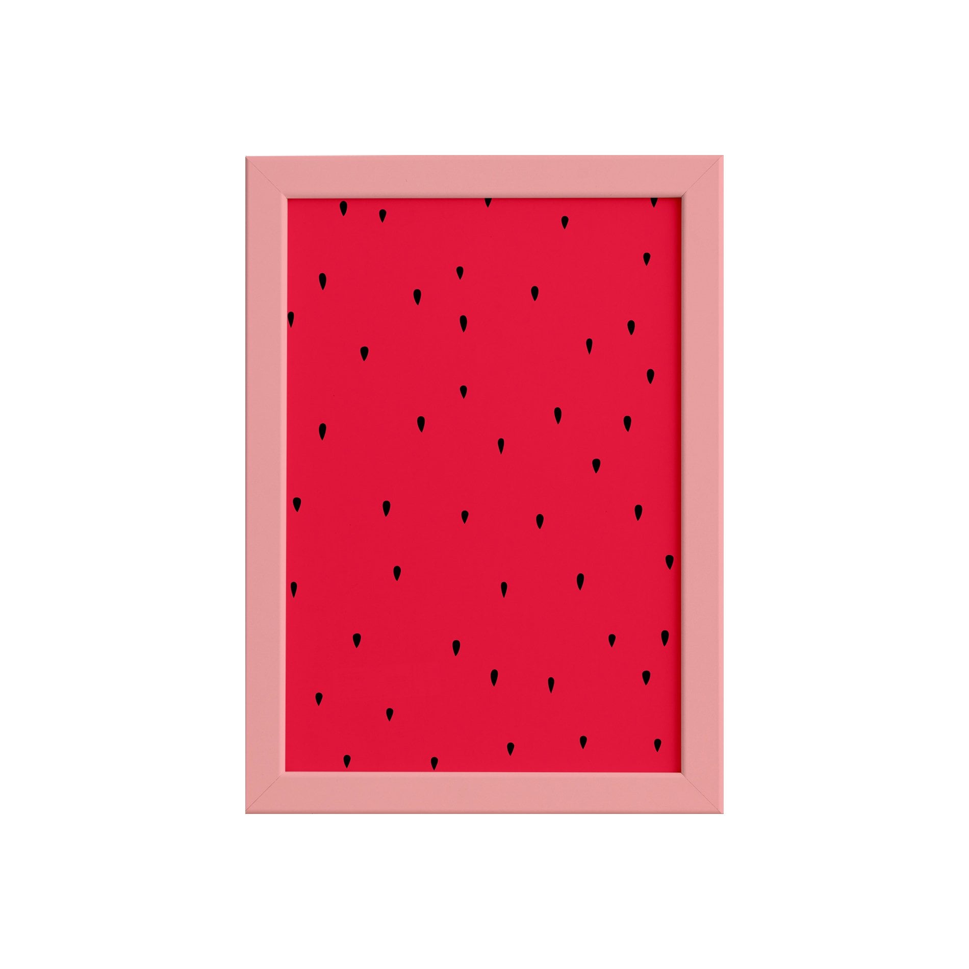 Quadro Decorativo MDF Sementes Melancia Moldura Rosa 22x32cm