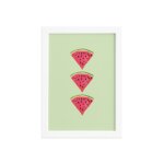 Quadro Decorativo MDF Melancia Trio Moldura Branca 22x32cm