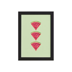 Quadro Decorativo MDF Melancia Trio Moldura Preta 33x43cm